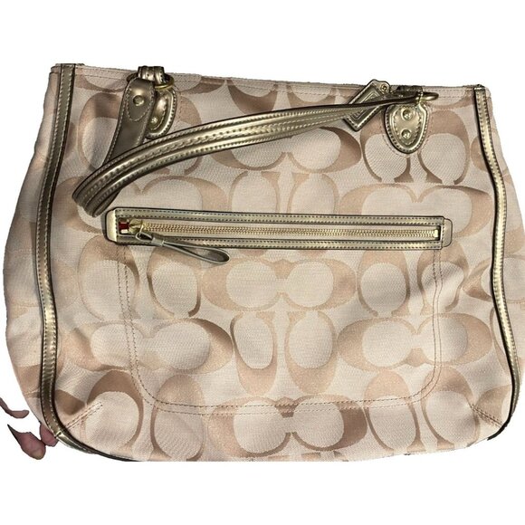 Coach J1220 Gallery Tote Authentic Entrupy Certified Signature Jacquard &Leather - Picture 9 of 10